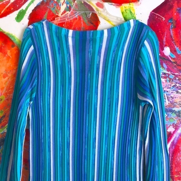 Axcess Vertical Striped 3/4-Length-Sleeved Top - Picture 7 of 7